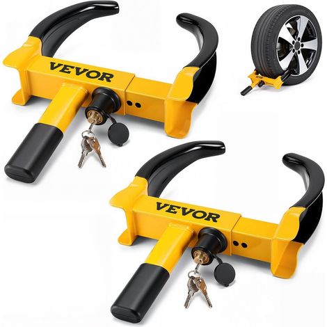 Lot de 2 Sabots de Roue Antivol VEVOR Bloque-Roue en Acier Q235 Réglable 180-270 mm avec 6 Clés pour Voiture Caravane (1/5)