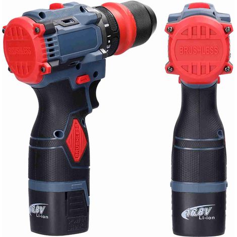 Kit de tournevis sans fil, tournevis électrique sans balais 2 en 1 16,8 V, couple de 45 Nm, 2 batteries, kit de perceuse-visseuse sans fil, pour l'installation d'appareils électroménagers et de meuble (1/5)