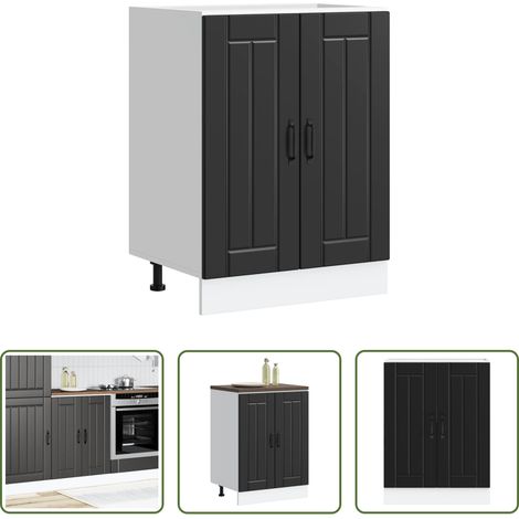 vidaXL Bois d'ingénierie - Meuble de base de lavabo Lucca noir bois d'ingénierie (1/5)