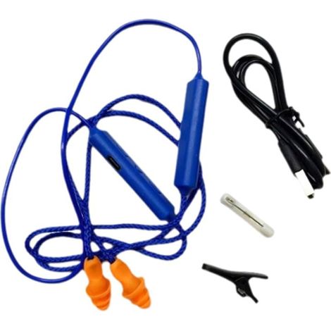 Bouchons D'Oreille Écouteur Bluetooth pour Travail, Suppression Du Bruit, Protection Auditive, Chantiers de Construction, Endroits Bruyants Bleu