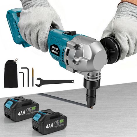 1900SPM Grignoteuse Sans-Fil Tête de Coupe Rotative 360° & Réglable 3 Vitesses & Sans Balais Cisaille à Tôle Outil Électrique Découpe Métal avec 2 Batterie Compatible avec Makita 18V (1/5)