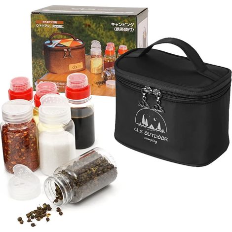 6 Pcs Bocaux Rangement Cuisine Pots à épices Pot a Epices Récipient à épices avec Sac de Transport pour Camping Cuisson et Barbecue Voyage (1/4)