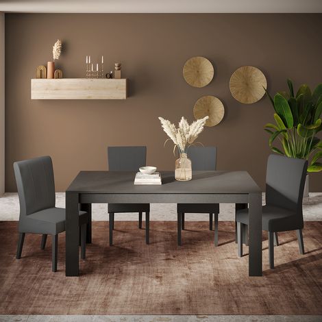 Table de salle à manger extensible moderne coloris lave Rosine (1/2)