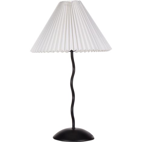 Lámpara de mesa metal mesita de noche pantalla material sintético blanco y negro Jikawo