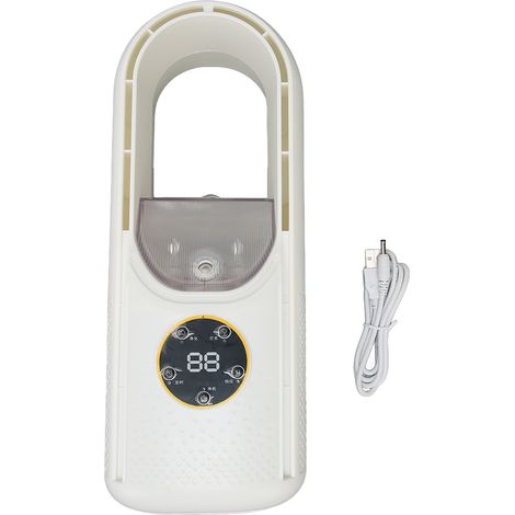 6-stufiger, blattloser Ventilator mit Luftbefeuchter, LED-Beleuchtung und Timer – für Büro und Zuhause – Netzteil: 5 V, 2 A