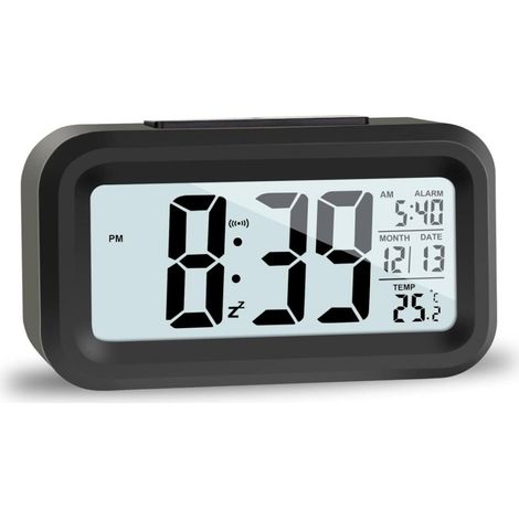LCD Horloge Digitale Réveil, Réveil De Voyage avec Température Date Snooze, Horloge Numérique sans Tic-Tac pour Chambre Bureau de la Famille (1/5)
