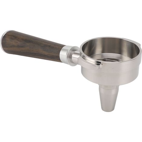 Portafiltro da 58 mm con base removibile, acciaio inox 304, manico in legno massello, portafiltro per caffè Expobar, Rocket, GA, Pandora e XLVI, anello convesso in palissandro nero. (1/5)