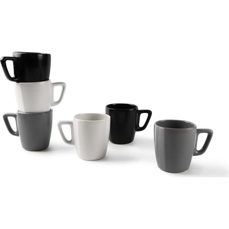 Excelsa Eclipse Set 6 Tazze Mug 230 ml, Ceramica, Bianco, Nero e Grigio (1/5)