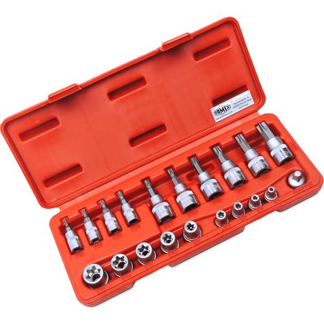 FAMEX Tools 10520 20 - Set di chiavi a bussola e chiavi Torx, 3/8-1/4 pollici, 20 pezzi