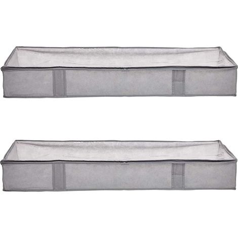 Lot de 2 housses de rangement sous-lit Amazon Basics, 106,68 x 45,72 x 15,24 cm, gris. (1/4)