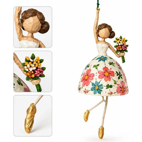 Decoration murale vintage femme dansante avec fleurs, sculpture resine, art chambre salon (1/5)