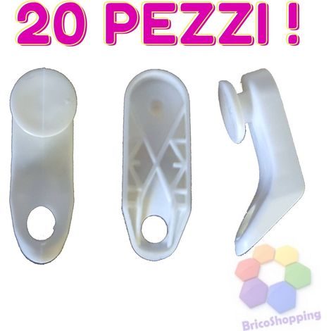 Gancio scorrevole per binario bastone da tenda ricambio in plastica 20 pezzi (1/3)