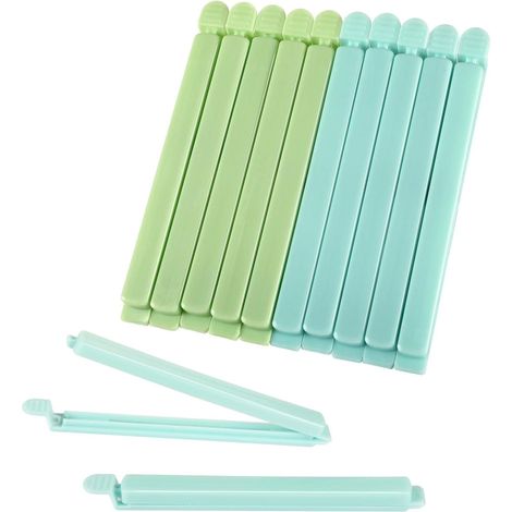 10 Stück Clips für Tüten, Kunststoff Verschlussclips 15,3 cm Lang Tütenclips Lebensmittel Clips Wiederverwendbar Verschlussklammern Zur Aufbewahrung von Lebensmitteln und Snacks (Grün, Blau) (1/5)