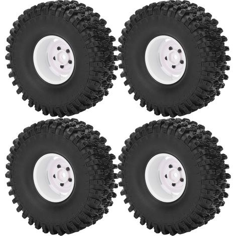 4 pneus 1.9 pouces pour véhicules RC, compatibles Axial SCX10 et modèles crawler, couleur blanche, diamètre 120mm.