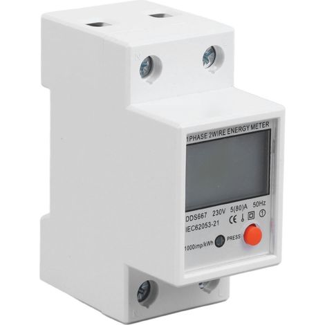 Compteur d'énergie multifonctionnel monophasé avec écran LCD, moniteur d'énergie 200-250 V pour la sécurité électrique (1/5)