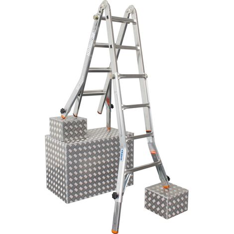 Krause Televario Alu Teleskopleiter Mehrzweckleiter 4x4 Sprossen Treppenleiter