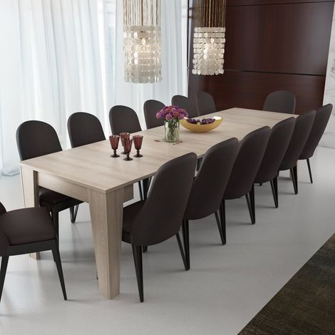 Consolle Allungabile Gizio, Allungabile, 12 Posti, Meccanismo Estensione Allunghe Centrali, 305.6x90x75.2h cm Marrone Olmo (1/4)