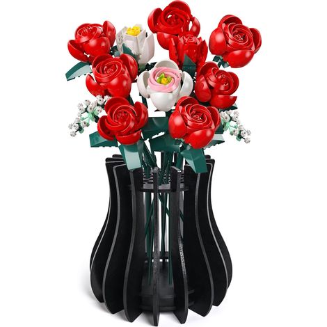Kit de Vase en Bois pour Roses, Fleur de Cerisier, Tournesol, Tulipes, jonquilles, Lotus, Joli Vase de Fleurs pour Arrangement de Bouquet, décoration de la Maison pour Femmes Adultes (Noir) (1/5)