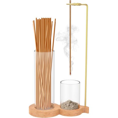 Räucherstäbchenhalter – 1 Stück – Glas und Holz – Ascheauffangschale – Für Meditation und Dekoration (1/5)