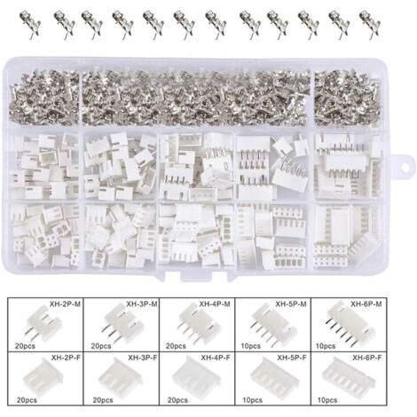 460pcs JST Connecteur Kit, JST-XH, 2/3 / 4/5/ 6 Pin Mâle/Femelle Connecteurs, 2.54mm Femelle Broches Connecteurs Terminals,Polychlorure de vinyle