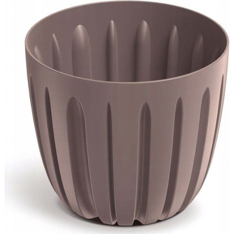 Kunststoff-Blumentopf mit geriffeltem Deckel, braun-marsala, 16,8 cm, Wario