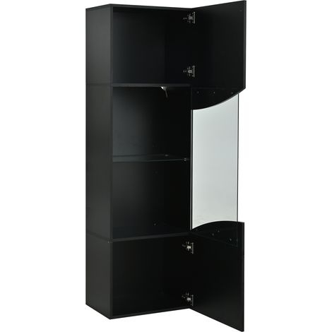 Vetrina alta nera 35 x 50 x 165 cm con LED e porte in vetro temperato (1/5)