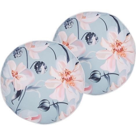 Conjunto de 2 cojines de jardín almohada de exterior ⌀ 40 cm poliéster estampado floral multicolor Apricale