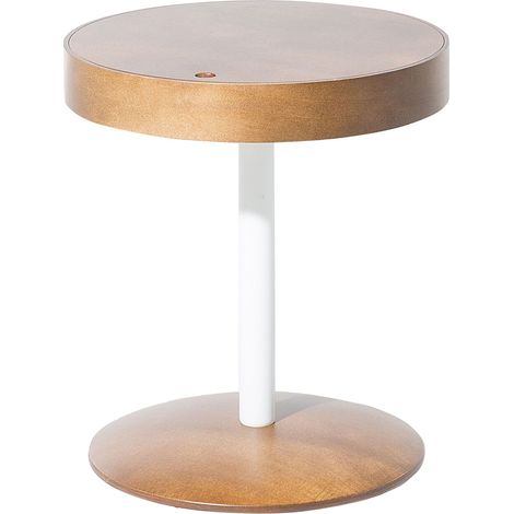 Mesa de centro de madera oscura redonda ø 40 cm almacenamiento estilo escandinavo moderno Oregon