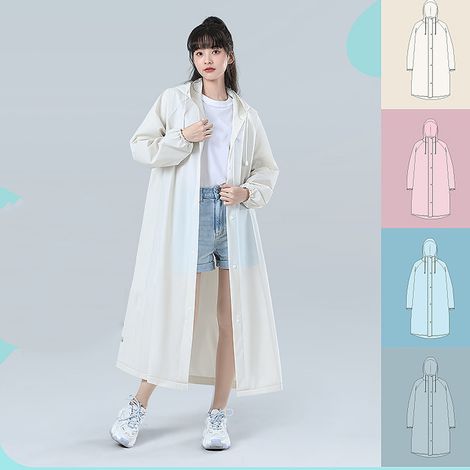 Imperméable portable non jetable pour adultes, poncho de pluie en EVA, combinaison imperméable transparente pour enfants idéale pour les voyages en extérieur (1/4)