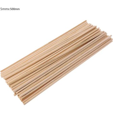 Set mit 50 Bambus-Pflanzenstützen, Holzstützen für Orchideen, Garten- und Gewächshauspflanzen, 5 mm x 50 cm