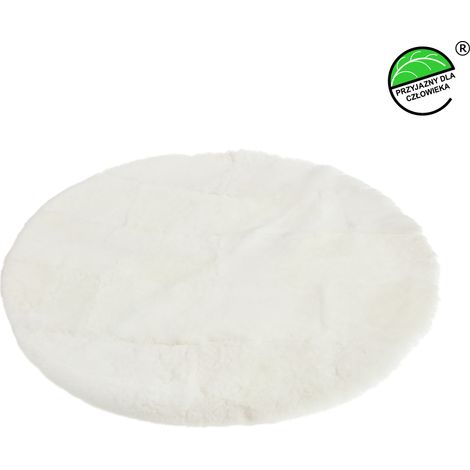 Alfombra redonda de piel de oveja natural de Ø100 cm, color blanco, Ø100 cm. (1/4)