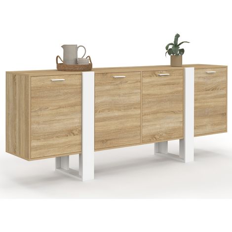 Anrichte 200 cm PHOENIX XXL 4 Türen aus Holz und Weiß
