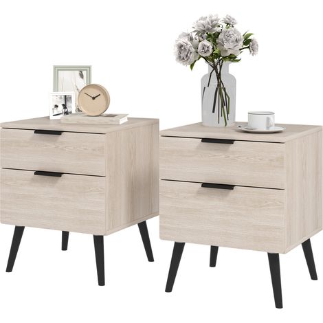 Lot de 2 tables de chevet à tiroirs 40 x 40 x 50 cm rangement optimisé stabilité scandinave contemporain en bois chêne 210001616 (1/5)