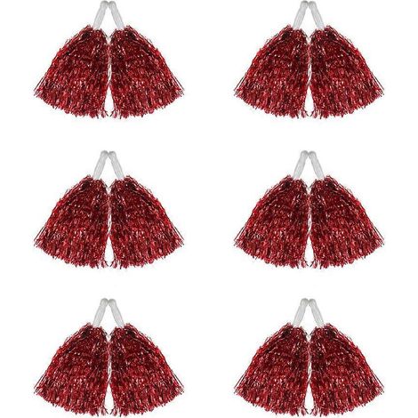 Lot de 12 pompons métallisés pour cheerleading, avec poignées en plastique, pour encourager votre équipe sportive. (1/4)