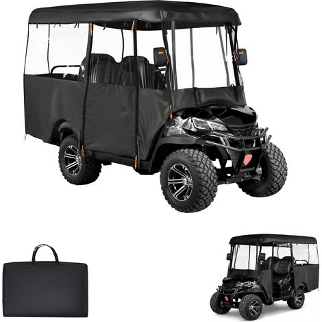 VEVOR Funda para Carrito de Golf 600D para 2+2/4 Plazas, Cubierta Impermeable 2,38 m con Revestimiento de PVC, Ventana Frontal, Ganchos Antiviento, Puertas Enrollables Compatible con EZGO Honda Yamaha (1/5)