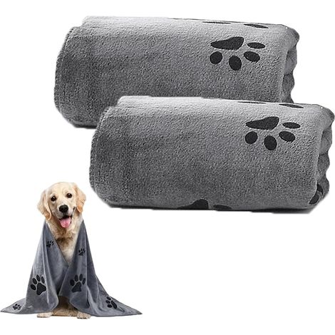 Serviette Chien Séchage Rapide Peignoir Chien Peignoir pour Chien Microfibre Grise Convient aux Chiens et Chats (1/5)