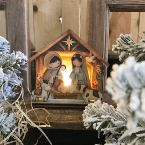 Statuette natività illuminata presepe per decorazioni natalizie, da h 12 cm (1/4)