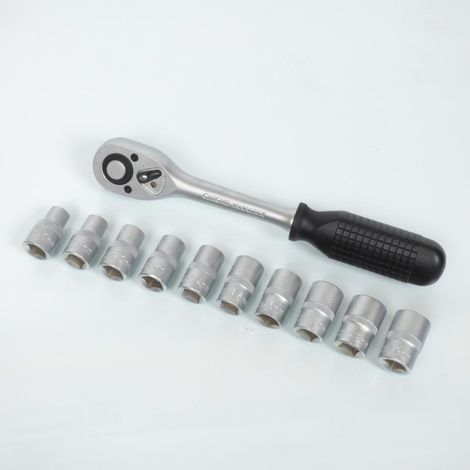 Coffret cliquet Chrome Vanadium carré de 1/2' 10 douille six pans (1/4)