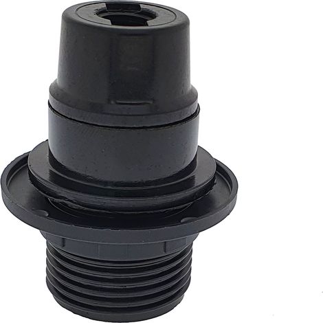 Portalamparas rosca Edison E14 con rosca tope negro (1/2)