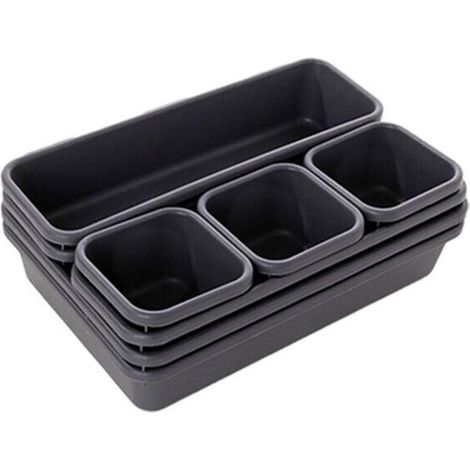 8pcs / sets maison tiroirs rangement boîte plateau rangement Bureau casier cuisine salle de bain placard bijoux maquillage table de rangement boîte de rangement (noir)