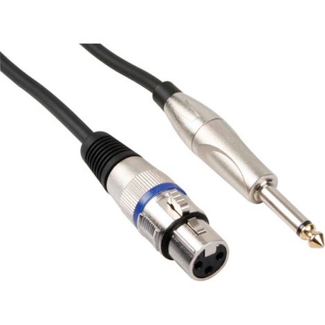 HQ-Power Câble XLR-jack, 1 x XLR femelle, 1 x jack 6.35 mm mâle, mono, 3 m, parfait pour la transmission du son (1/3)