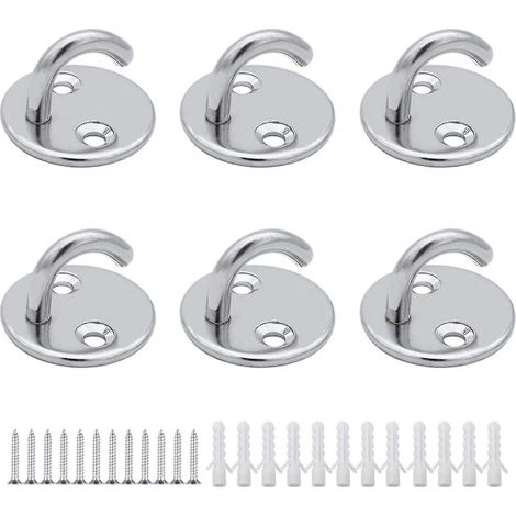 Filiyano-Lot de 6 crochets de plafond M5 à œillet ouvert, en acier inoxydable, pour suspendre plantes, ventilateur de plafond, moustiquaire ou (1/4)