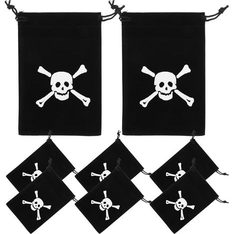 CCYKXASet of 8 Halloween candy bags, small treasure pouches with black velvet drawstring, 10 x 14 cm, for Halloween birthday parties and weddings (1/5)