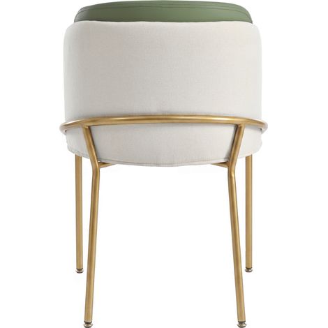 Set di 2 sedie da pranzo moderne in PVC con gambe in ferro e piedini regolabili verde oro (1/5)
