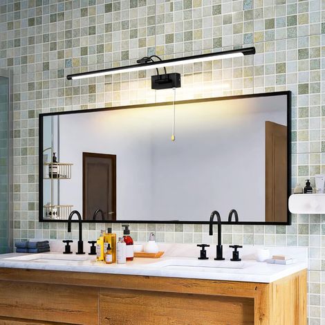 90CM 16W Applique Murale pour Tableaux et Vitrines, LED Miroir Salle de Bains Lumière Avec tête de Lampe Pivotante et Interrupteur Intérieur Éclairage, 3000K Noir Lampes de Lecture (1/5)