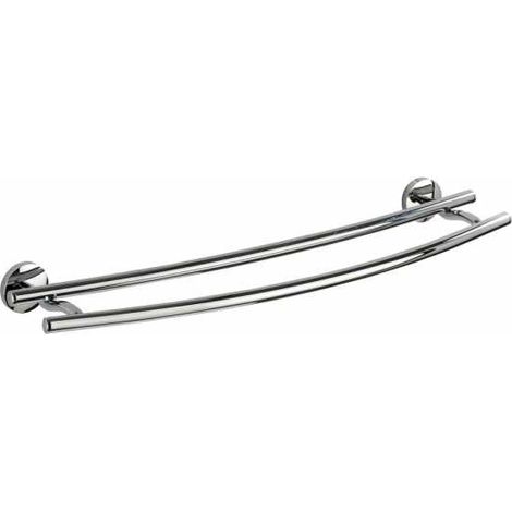 WENKO Portasciugamani da parete per bagno, doppia barra portasciugamani a muro, Duo Cuba, Zinco, 58x5x14 cm, Lucido (1/8)
