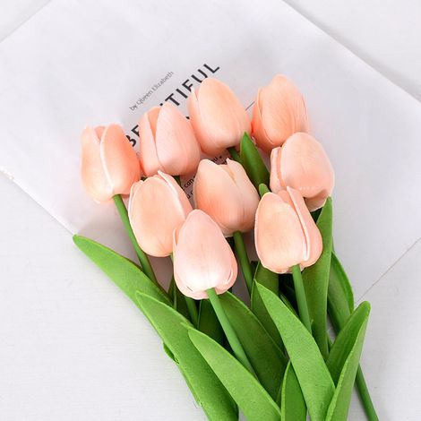 Tulipes miniatures en plastique PU, fleurs artificielles en soie pour le commerce frontalier, les mariages et la décoration intérieure.-AquaForge (1/4)