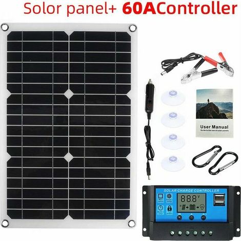 Kit de panneau solaire 200w 60a 12v contrôleur pour chargeur de batterie de caravane de bateau extérieur (1/4)