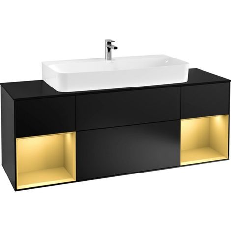 V&B Waschtischunterschrank Finion 160cm, Reg gol m Lac, Black matt lacquer (1/2)