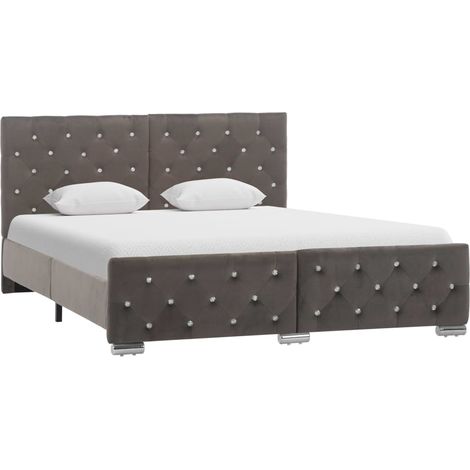 Lit adulte Contemporain Cadre de lit Gris Tissu 140 x 200 cm 22214 (1/5)